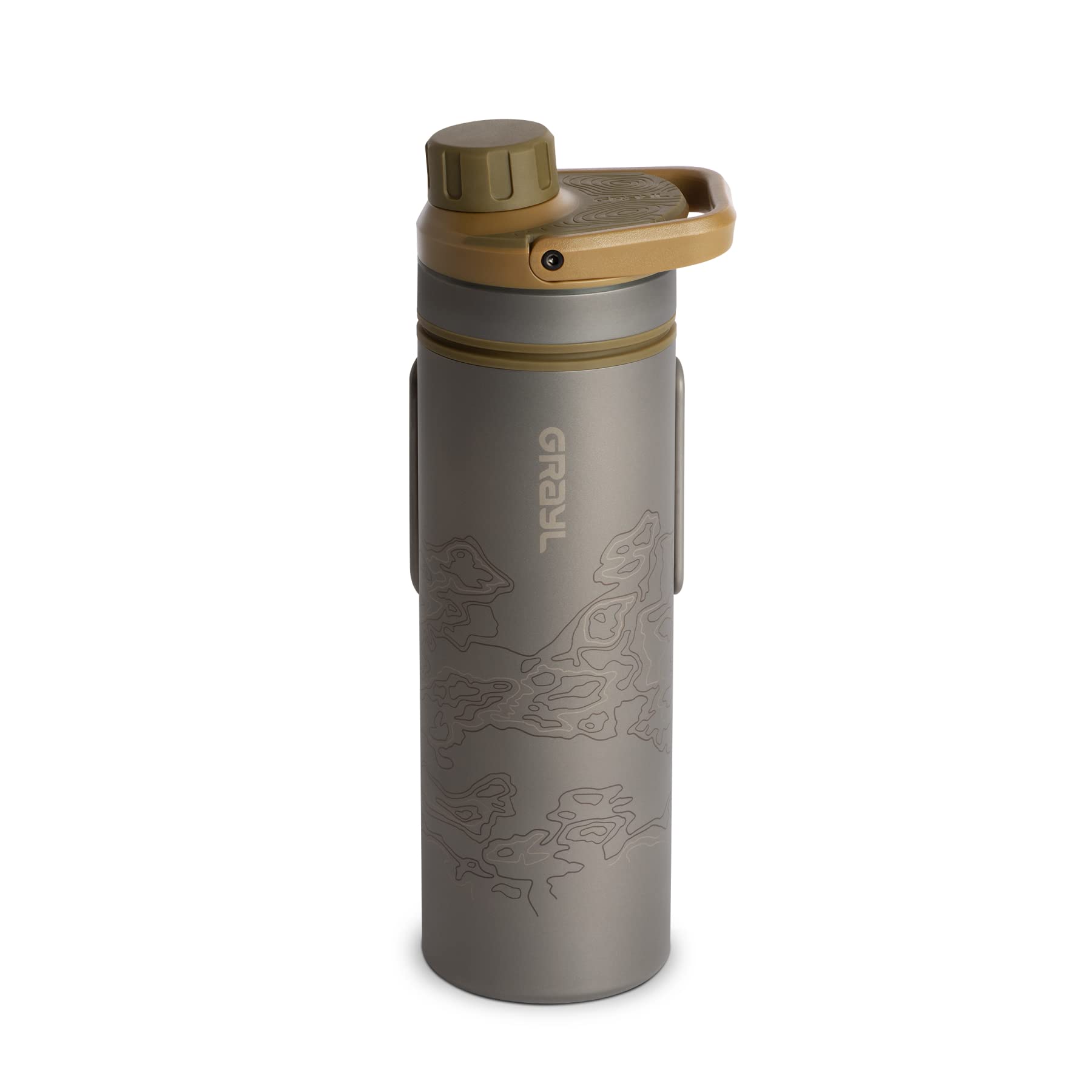 GRAYL UltraPress Titanium 16.9 oz Water Purifier & Filter Bottle for Hiking, Backpacking, Survival, Bushcraft, Travel (Covert Black)