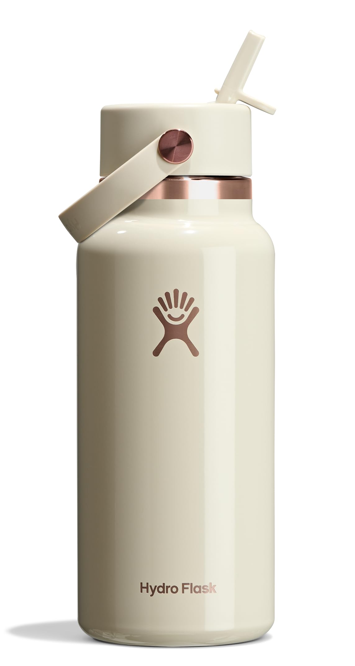 Hydro Flask Water Bottle - Insulated Stainless Steel - Wide Mouth Flex Straw Lid, Non Spill, Leakproof and Refillable in 64 Oz Tonal Agave