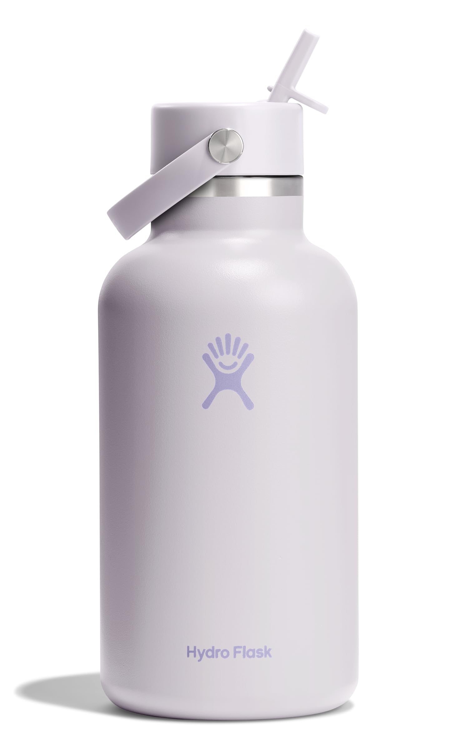 Hydro Flask Water Bottle - Insulated Stainless Steel - Wide Mouth Flex Straw Lid, Non Spill, Leakproof and Refillable in 64 Oz Tonal Agave