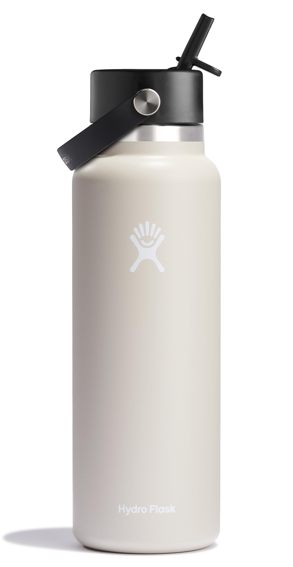 Hydro Flask Water Bottle - Insulated Stainless Steel - Wide Mouth Flex Straw Lid, Non Spill, Leakproof and Refillable in 64 Oz Tonal Agave