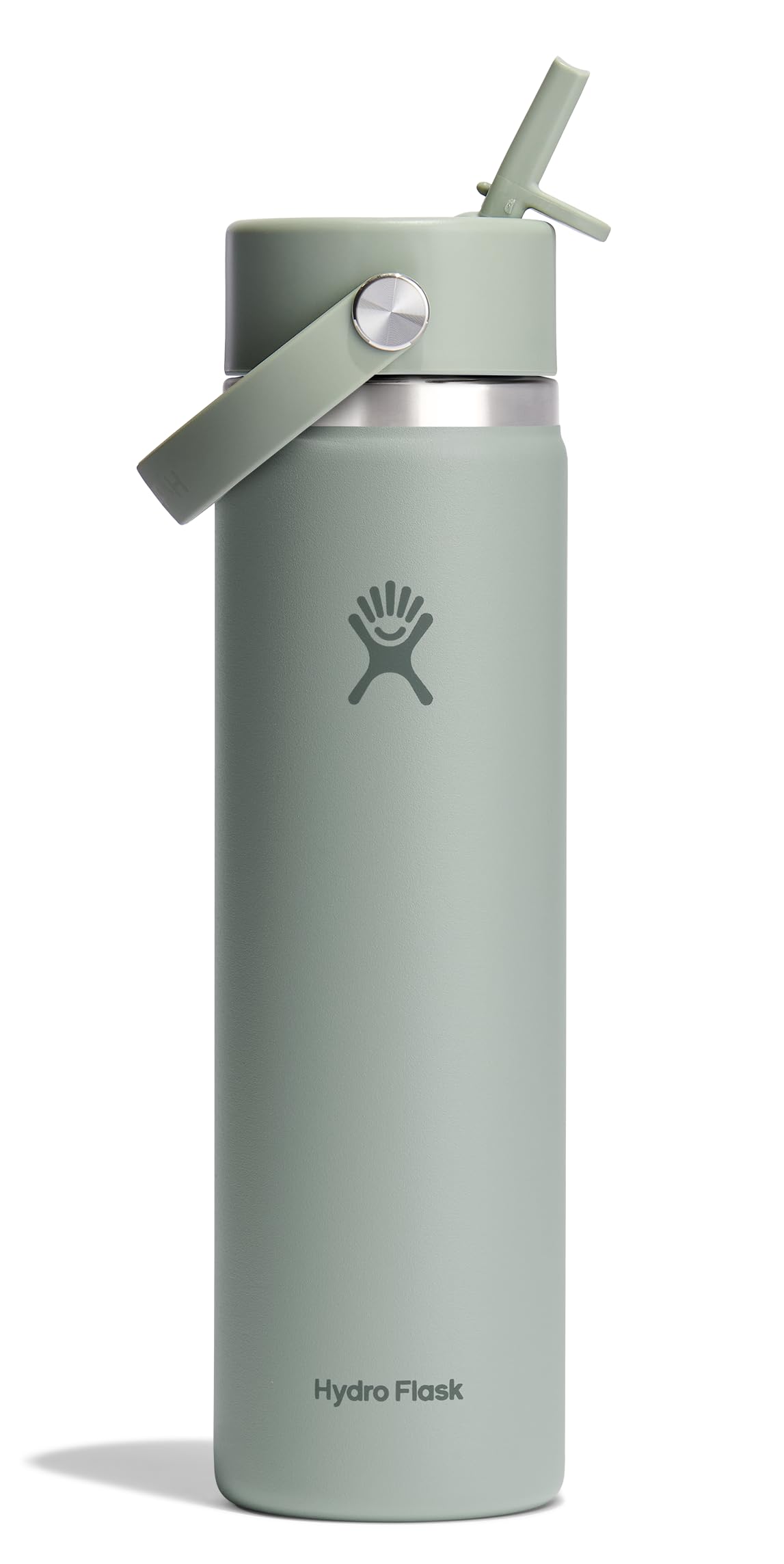 Hydro Flask Water Bottle - Insulated Stainless Steel - Wide Mouth Flex Straw Lid, Non Spill, Leakproof and Refillable in 64 Oz Tonal Agave
