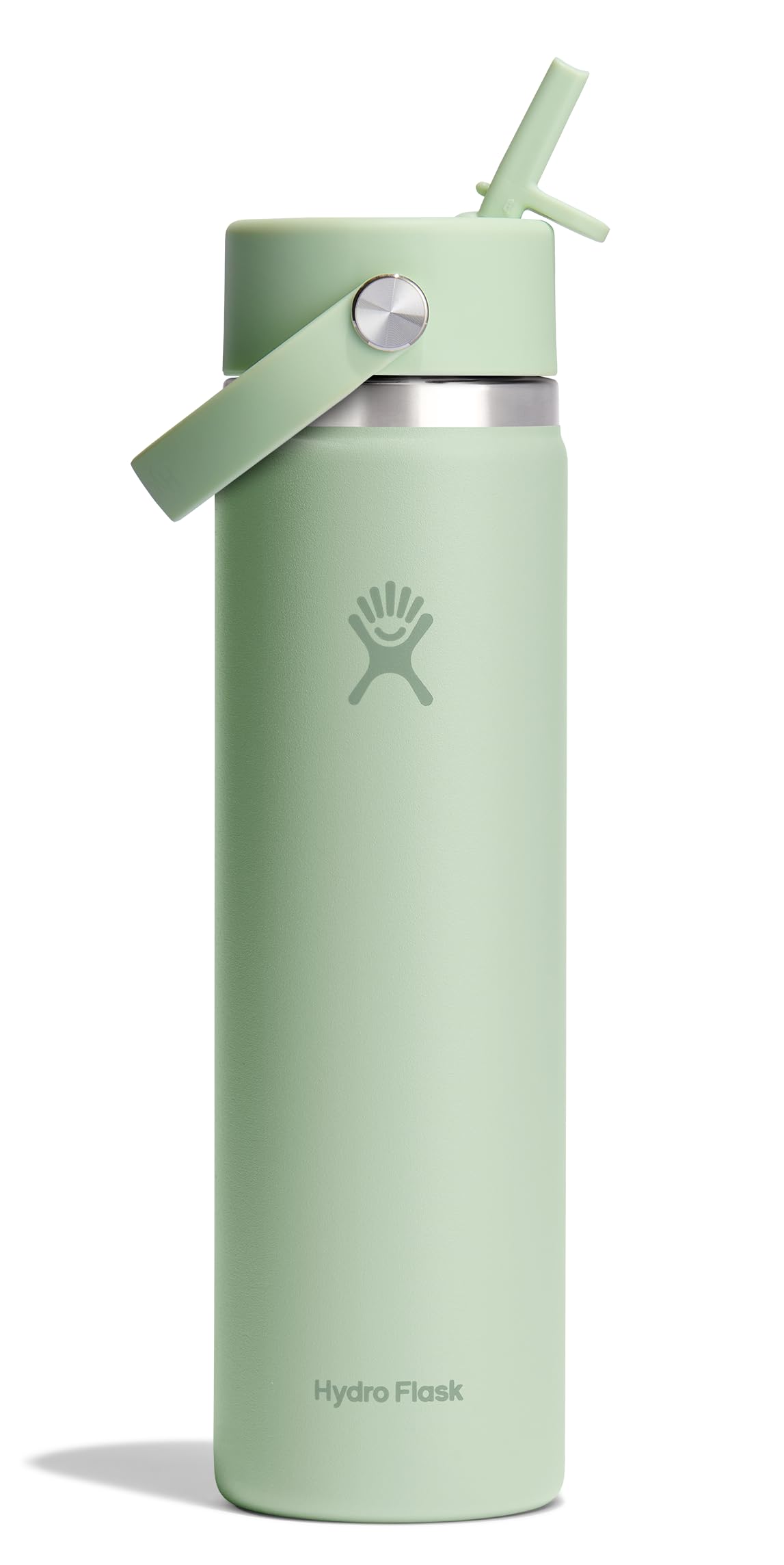 Hydro Flask Water Bottle - Insulated Stainless Steel - Wide Mouth Flex Straw Lid, Non Spill, Leakproof and Refillable in 64 Oz Tonal Agave