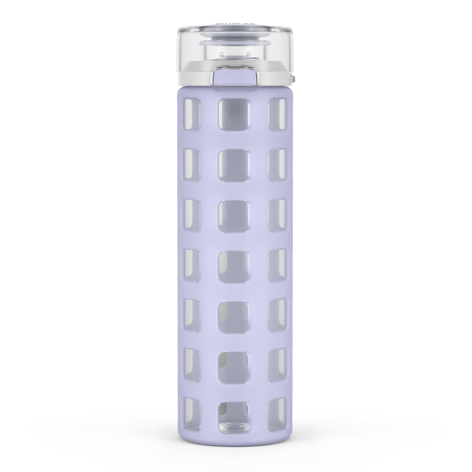 Ello Syndicate 20oz Reusable Glass Water Bottle with One-Touch Leak Proof Flip Lid and Protective Non-Slip Silicone Sleeve and Carry Loop for Coffee, Tea and Water, BPA-free, Dishwasher Safe, Pink