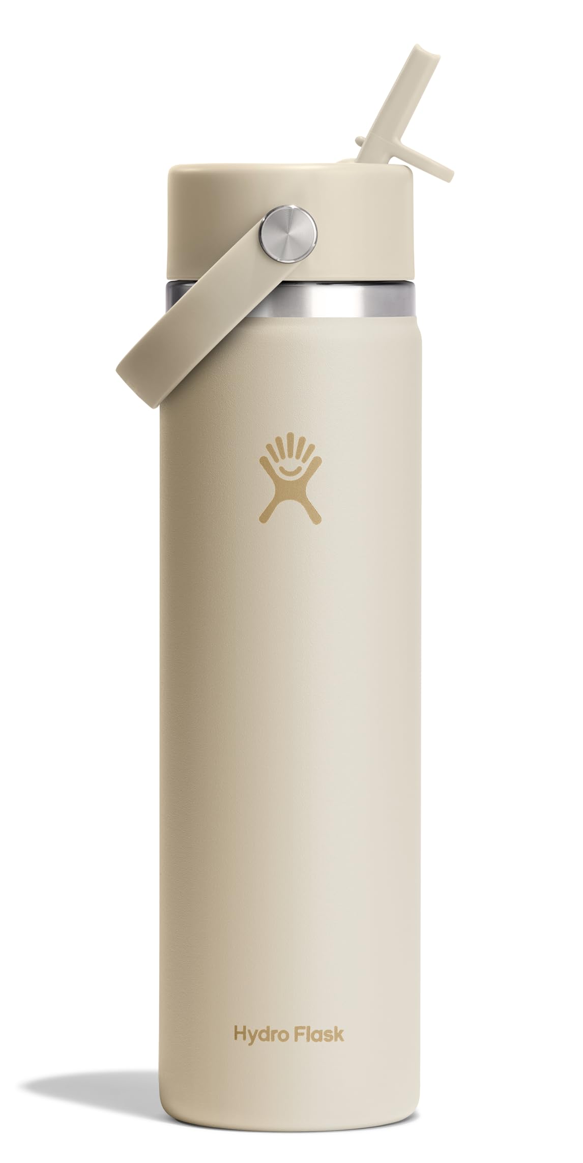 Hydro Flask Water Bottle - Insulated Stainless Steel - Wide Mouth Flex Straw Lid, Non Spill, Leakproof and Refillable in 64 Oz Tonal Agave