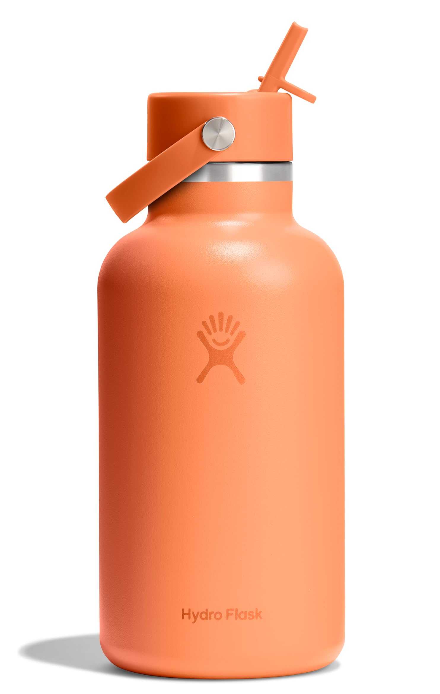 Hydro Flask Water Bottle - Insulated Stainless Steel - Wide Mouth Flex Straw Lid, Non Spill, Leakproof and Refillable in 64 Oz Tonal Agave