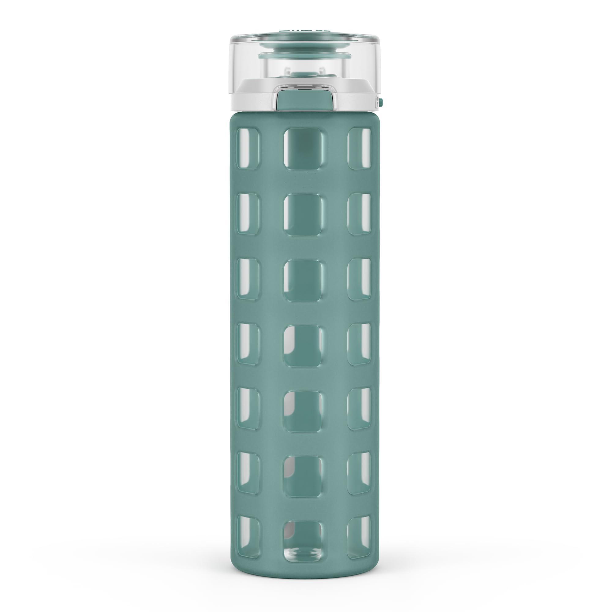Ello Syndicate 20oz Reusable Glass Water Bottle with One-Touch Leak Proof Flip Lid and Protective Non-Slip Silicone Sleeve and Carry Loop for Coffee, Tea and Water, BPA-free, Dishwasher Safe, Pink