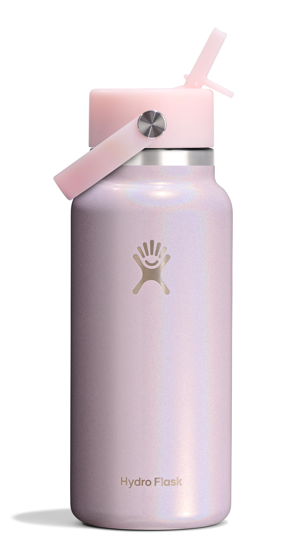 Hydro Flask Water Bottle - Insulated Stainless Steel - Wide Mouth Flex Straw Lid, Non Spill, Leakproof and Refillable in 64 Oz Tonal Agave
