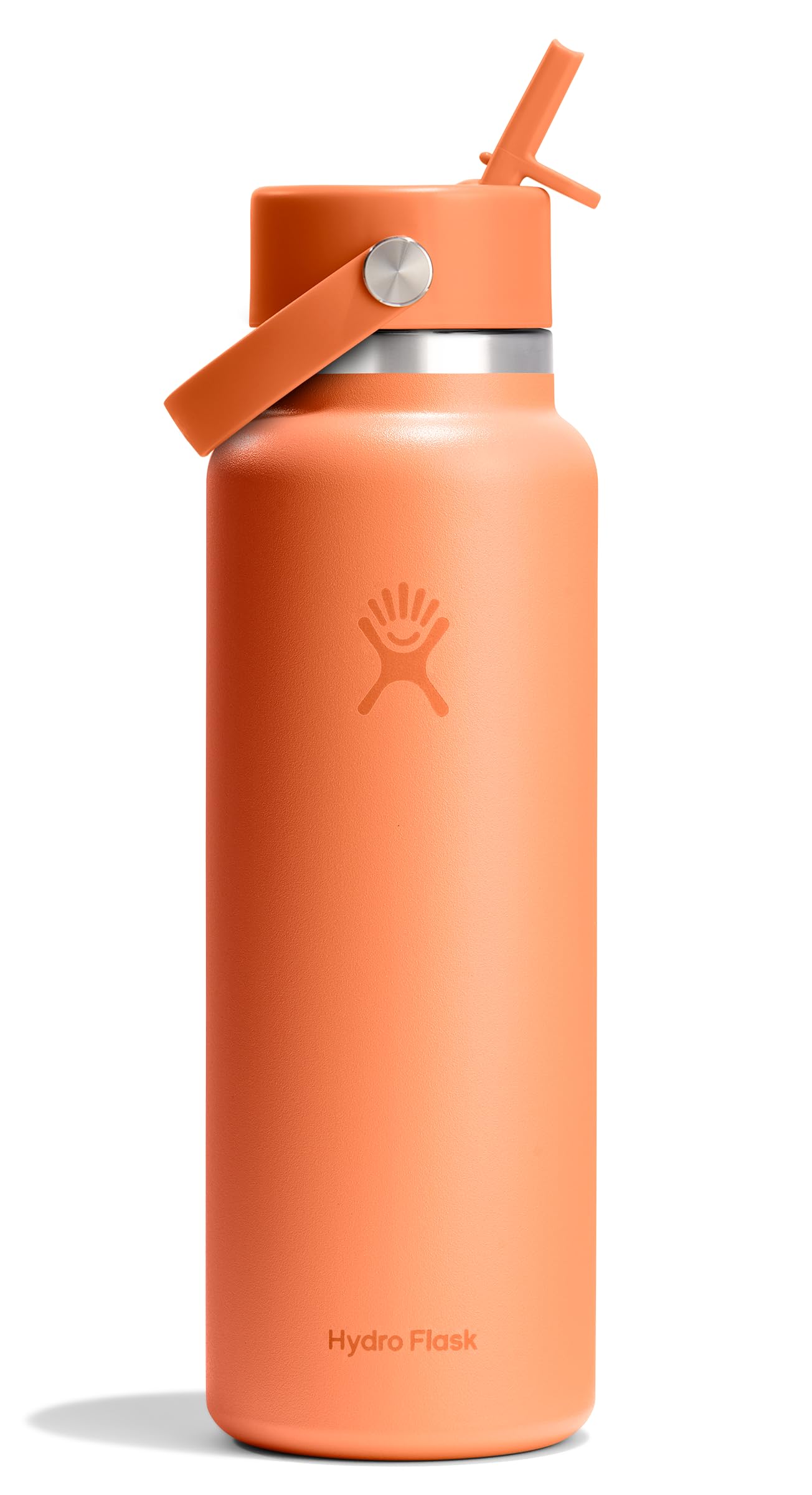 Hydro Flask Water Bottle - Insulated Stainless Steel - Wide Mouth Flex Straw Lid, Non Spill, Leakproof and Refillable in 64 Oz Tonal Agave