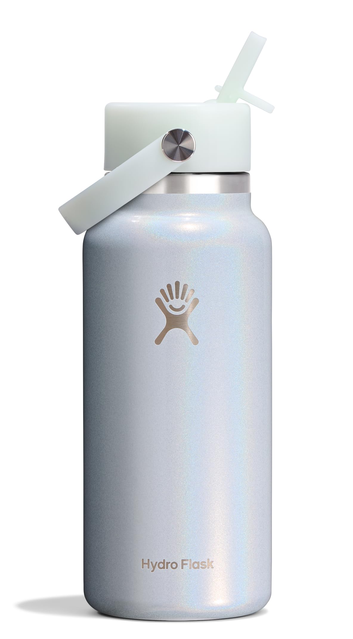 Hydro Flask Water Bottle - Insulated Stainless Steel - Wide Mouth Flex Straw Lid, Non Spill, Leakproof and Refillable in 64 Oz Tonal Agave