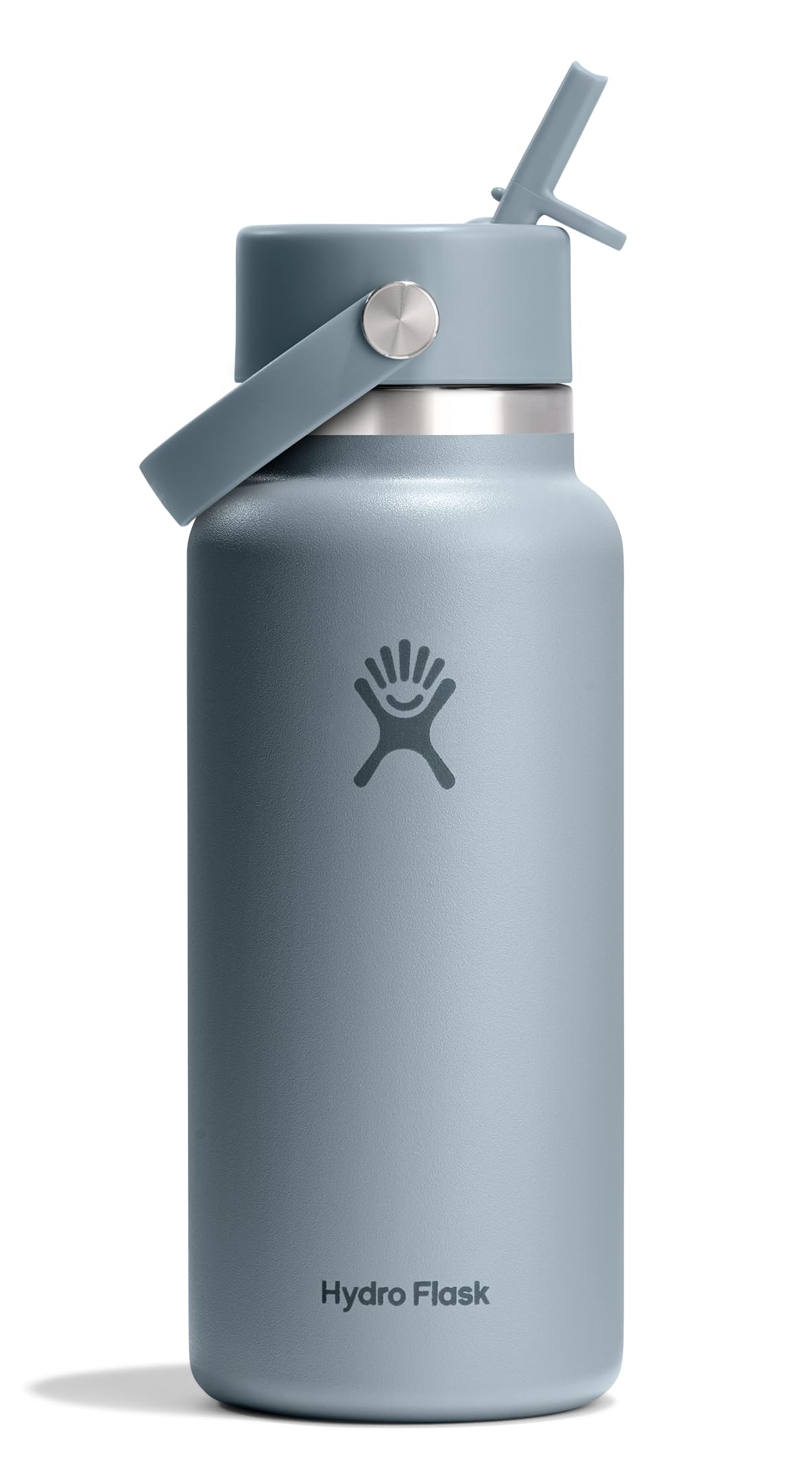 Hydro Flask Water Bottle - Insulated Stainless Steel - Wide Mouth Flex Straw Lid, Non Spill, Leakproof and Refillable in 64 Oz Tonal Agave