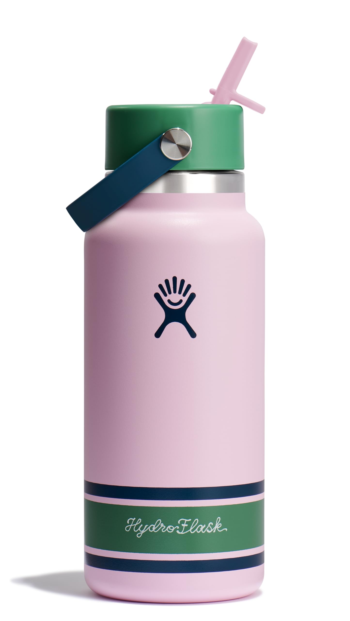 Hydro Flask Water Bottle - Insulated Stainless Steel - Wide Mouth Flex Straw Lid, Non Spill, Leakproof and Refillable in 64 Oz Tonal Agave