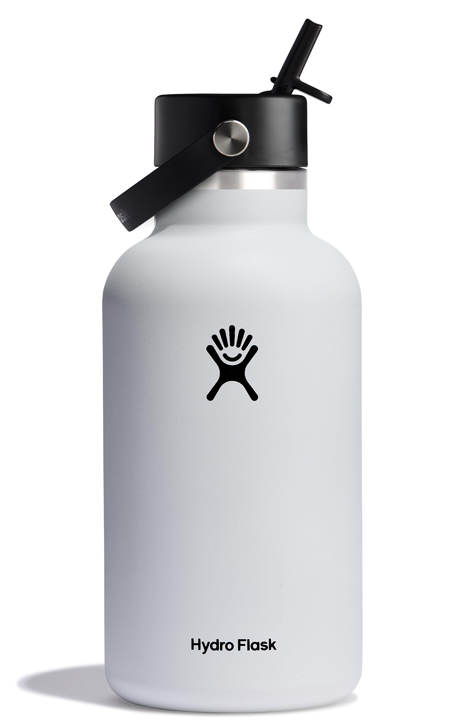 Hydro Flask Water Bottle - Insulated Stainless Steel - Wide Mouth Flex Straw Lid, Non Spill, Leakproof and Refillable in 64 Oz Tonal Agave