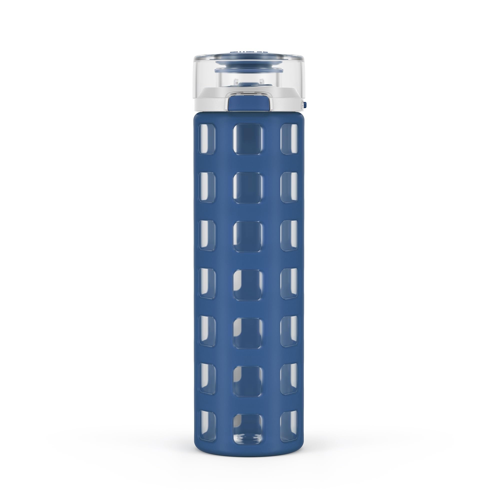 Ello Syndicate 20oz Reusable Glass Water Bottle with One-Touch Leak Proof Flip Lid and Protective Non-Slip Silicone Sleeve and Carry Loop for Coffee, Tea and Water, BPA-free, Dishwasher Safe, Pink