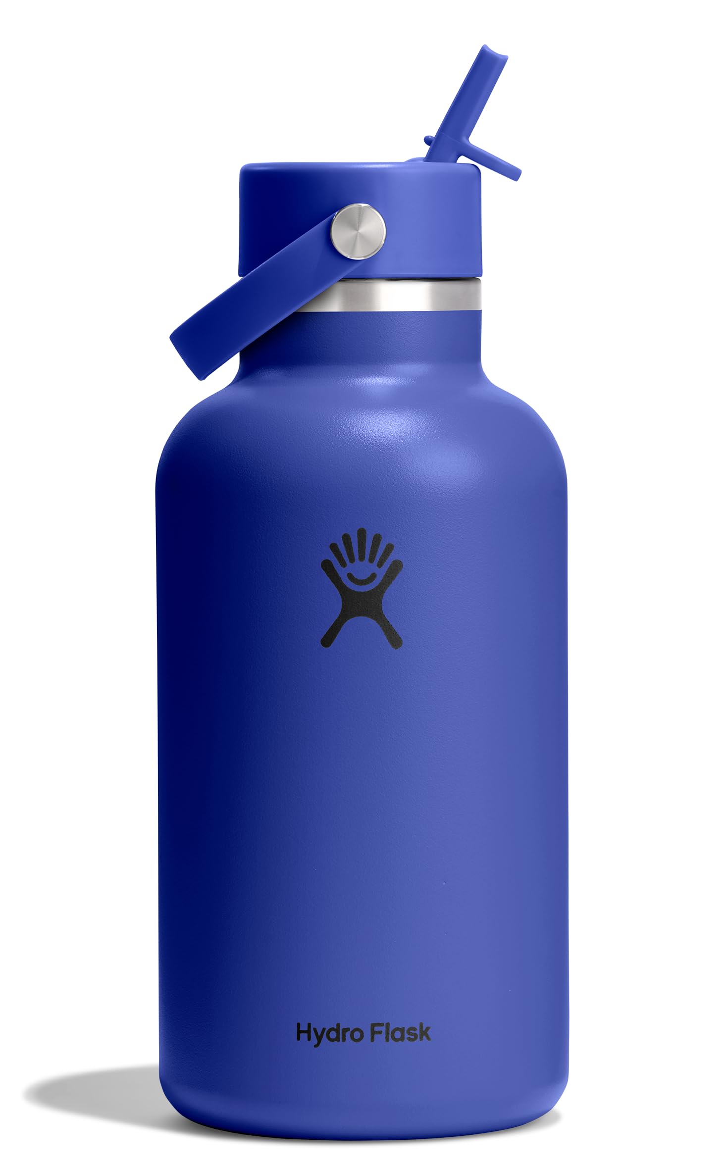 Hydro Flask Water Bottle - Insulated Stainless Steel - Wide Mouth Flex Straw Lid, Non Spill, Leakproof and Refillable in 64 Oz Tonal Agave