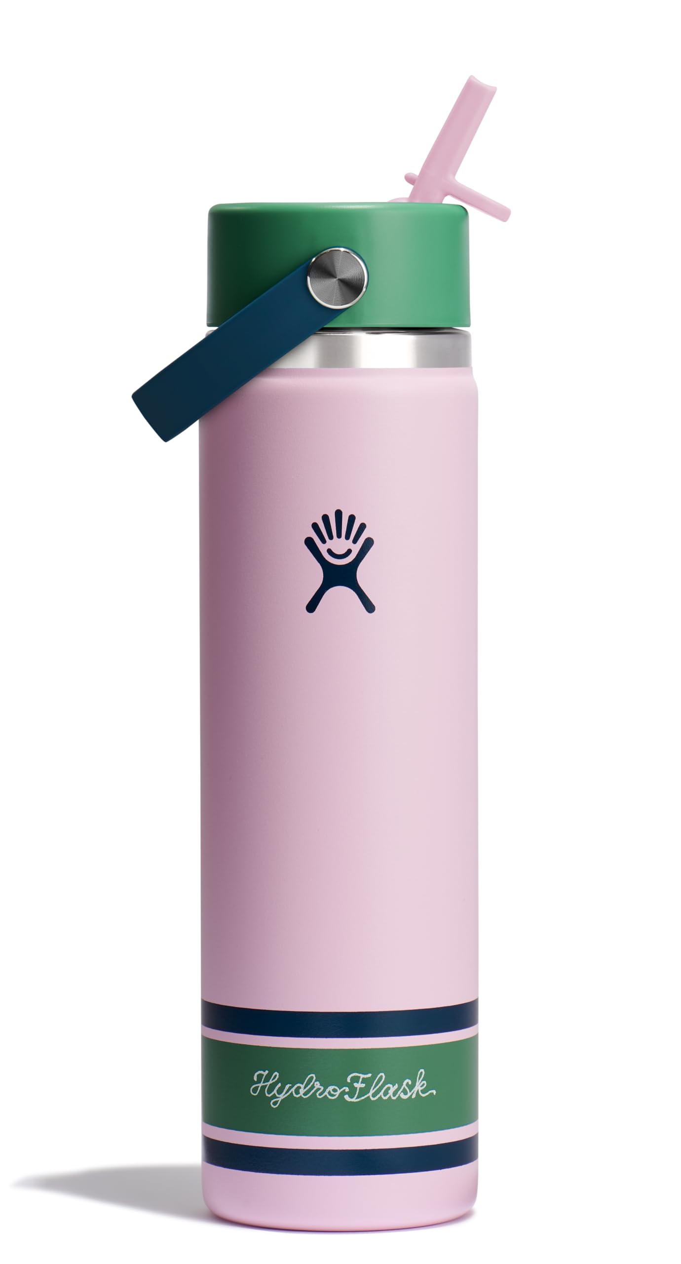 Hydro Flask Water Bottle - Insulated Stainless Steel - Wide Mouth Flex Straw Lid, Non Spill, Leakproof and Refillable in 64 Oz Tonal Agave