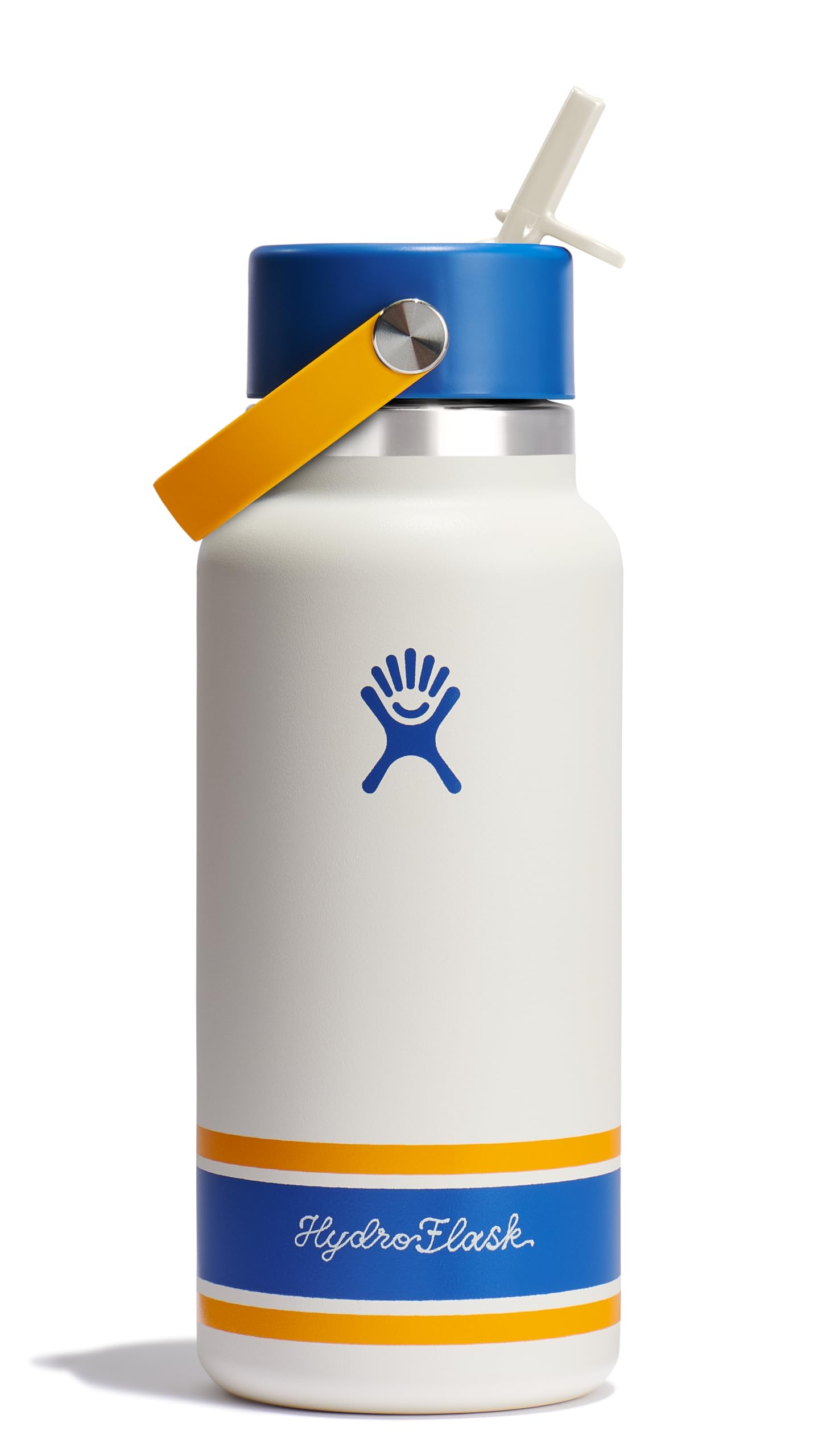 Hydro Flask Water Bottle - Insulated Stainless Steel - Wide Mouth Flex Straw Lid, Non Spill, Leakproof and Refillable in 64 Oz Tonal Agave
