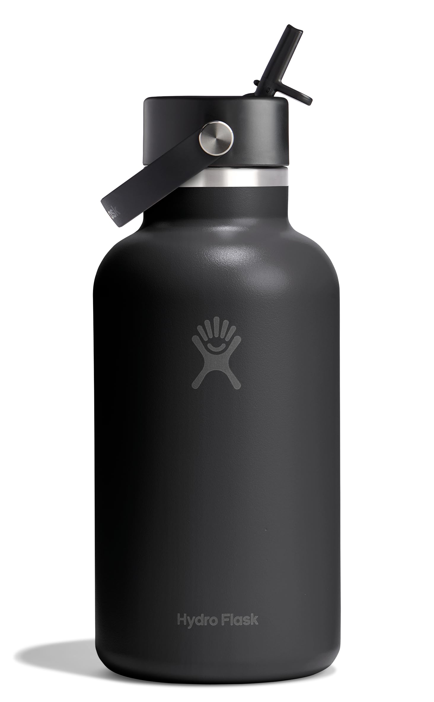 Hydro Flask Water Bottle - Insulated Stainless Steel - Wide Mouth Flex Straw Lid, Non Spill, Leakproof and Refillable in 64 Oz Tonal Agave