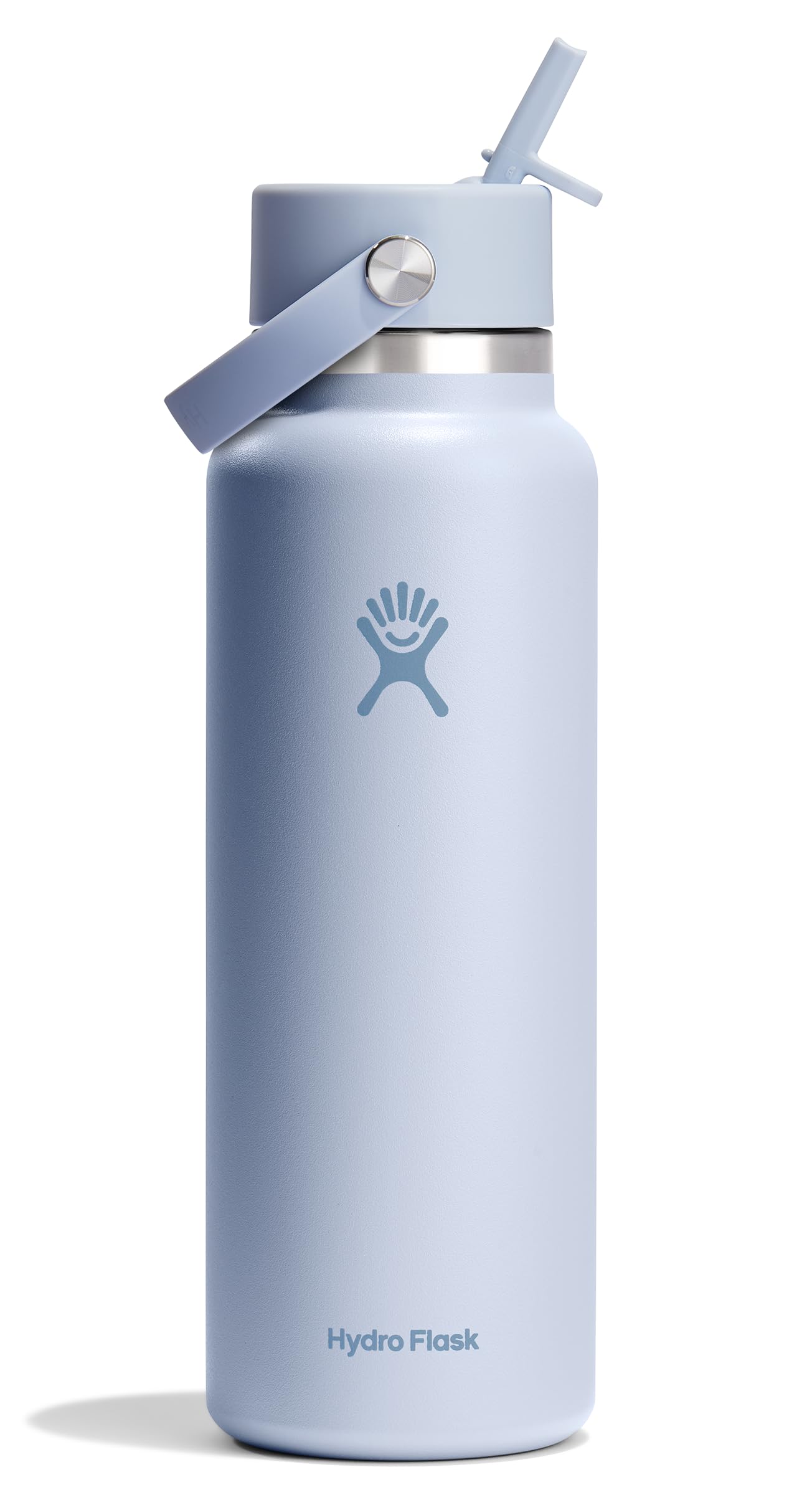 Hydro Flask Water Bottle - Insulated Stainless Steel - Wide Mouth Flex Straw Lid, Non Spill, Leakproof and Refillable in 64 Oz Tonal Agave