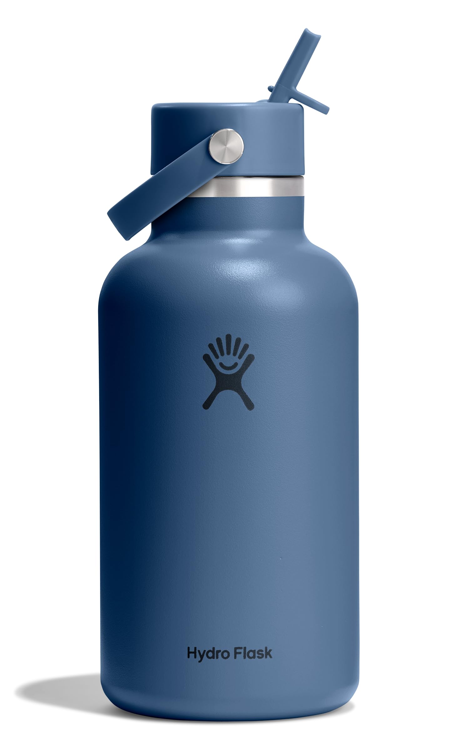 Hydro Flask Water Bottle - Insulated Stainless Steel - Wide Mouth Flex Straw Lid, Non Spill, Leakproof and Refillable in 64 Oz Tonal Agave