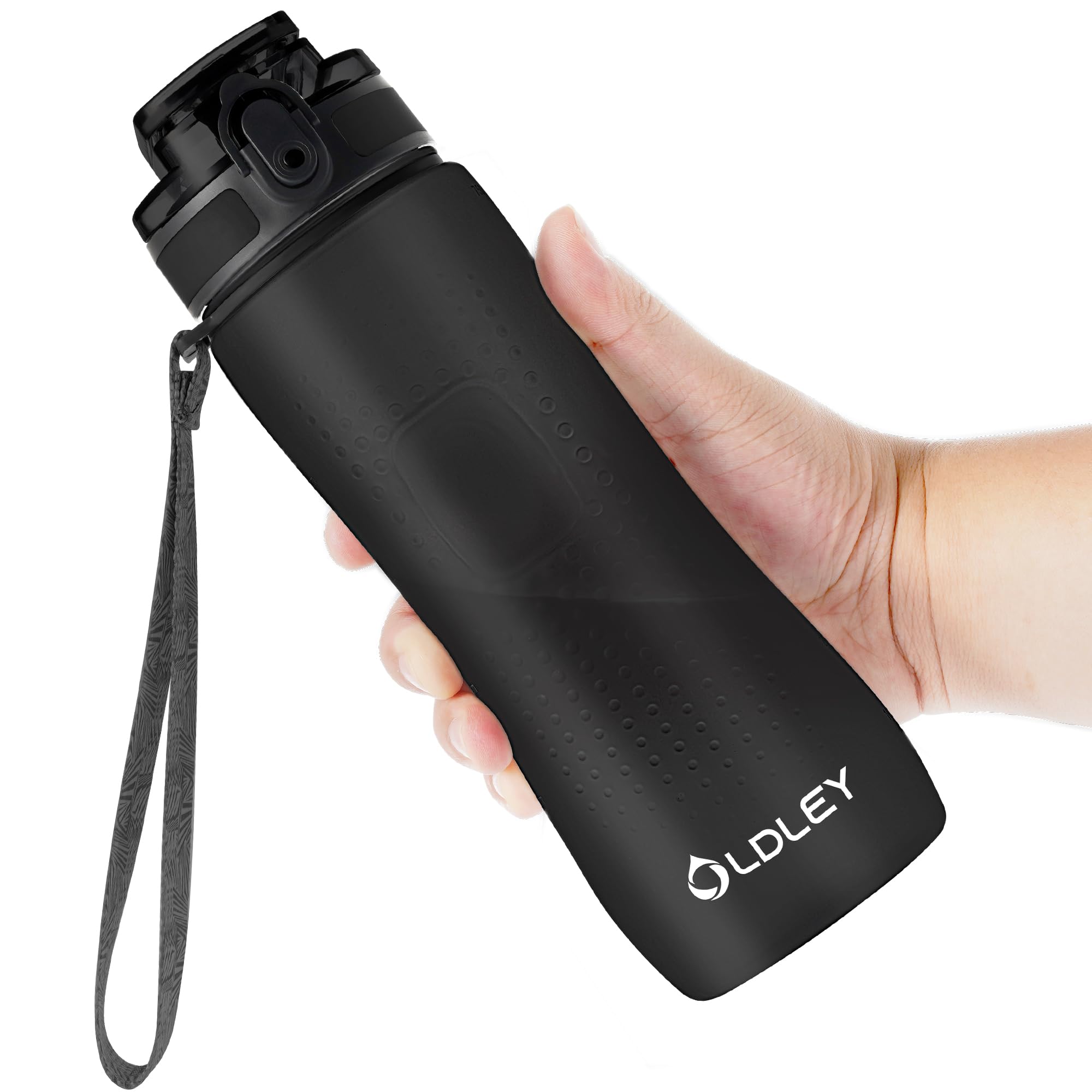 OLDLEY 32 oz Water Bottle, Motivational Water Bottle with Time Marker, Sports Water Bottle With Strap, Leakproof & BPA Free Large Water Bottles for School, Gym, Travel, Outdoor, Tritan, Transparent