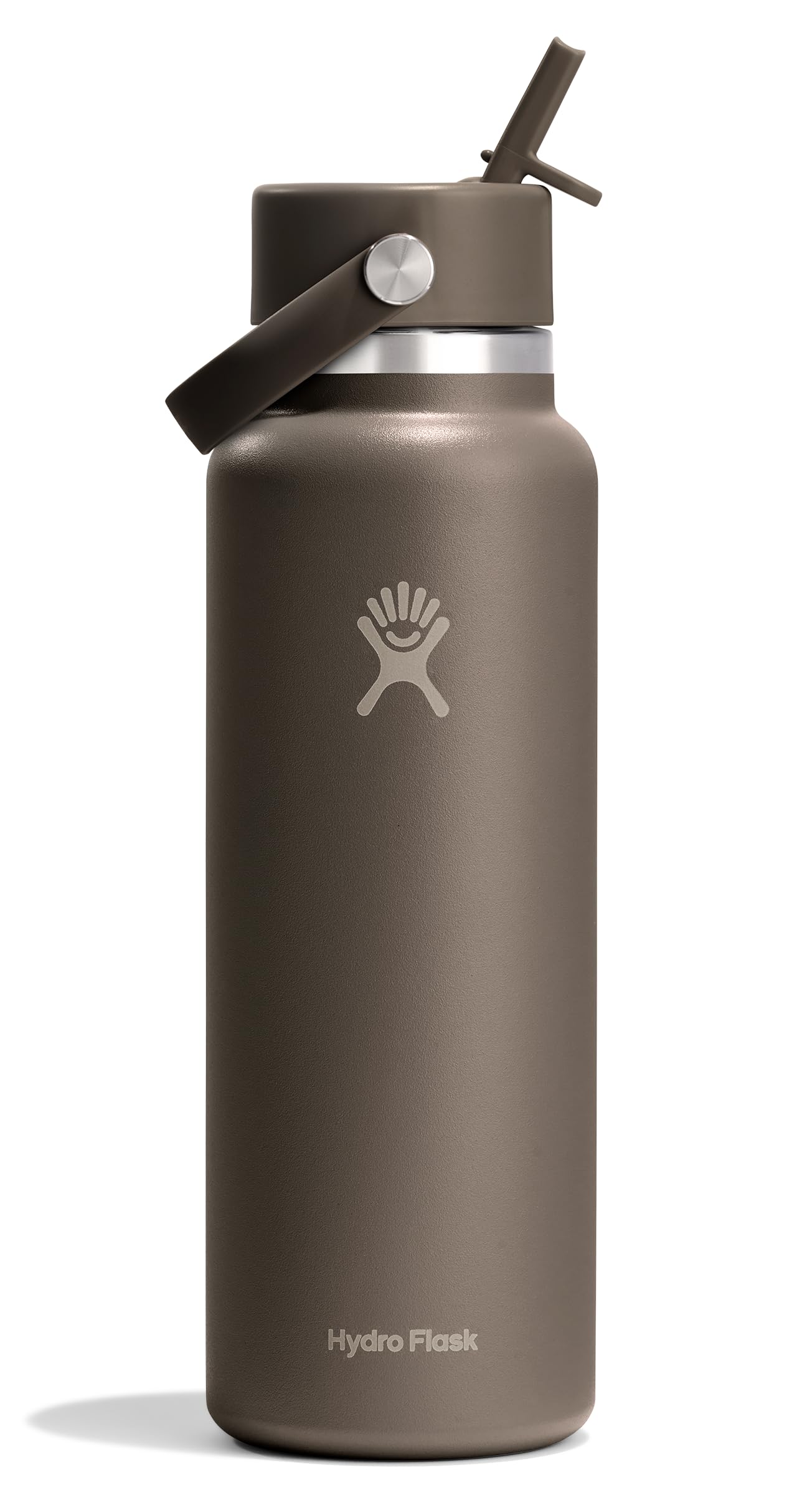 Hydro Flask Water Bottle - Insulated Stainless Steel - Wide Mouth Flex Straw Lid, Non Spill, Leakproof and Refillable in 64 Oz Tonal Agave