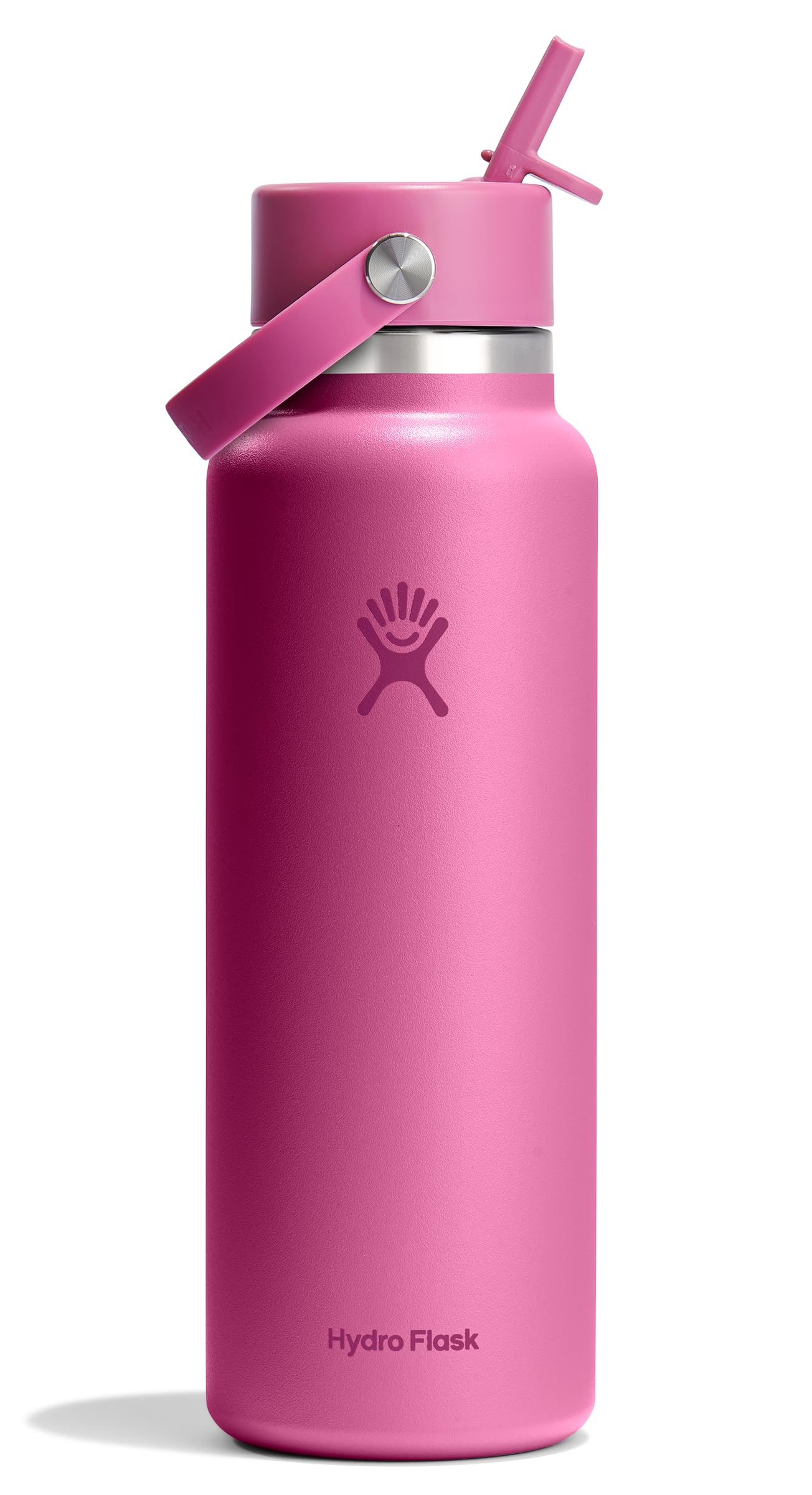 Hydro Flask Water Bottle - Insulated Stainless Steel - Wide Mouth Flex Straw Lid, Non Spill, Leakproof and Refillable in 64 Oz Tonal Agave