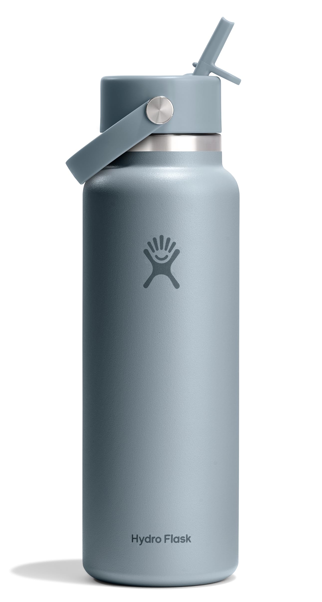 Hydro Flask Water Bottle - Insulated Stainless Steel - Wide Mouth Flex Straw Lid, Non Spill, Leakproof and Refillable in 64 Oz Tonal Agave
