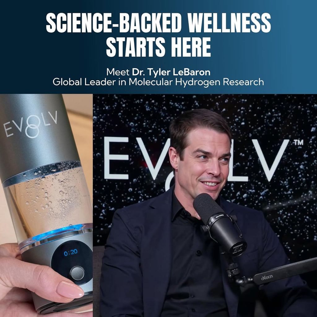 EVOLV Hydrogen Water Bottle Generator – SPE & PEM Water Ionizer 5.4PPM, Highest H2 Concentration – Portable 8oz Hydrogenated Water Bottle – Leak-Proof Hydrogen Water Machine, Easy to Use – Turquoise