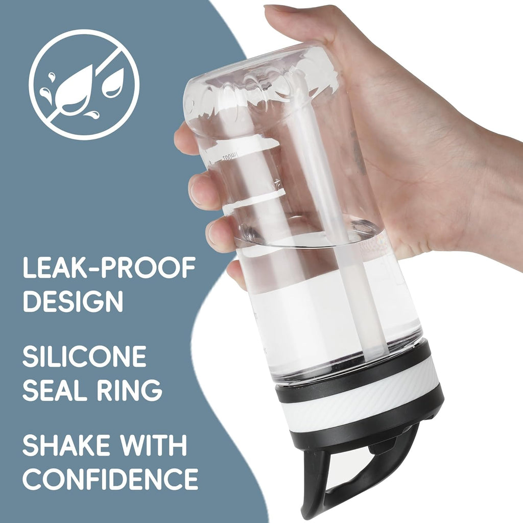 Water Bottle Kids 14oz Flip with Straw Carry Handle, Leakproof, Reusable, Tritan, BPA Free, Suitable for Boys and Girls, Clear