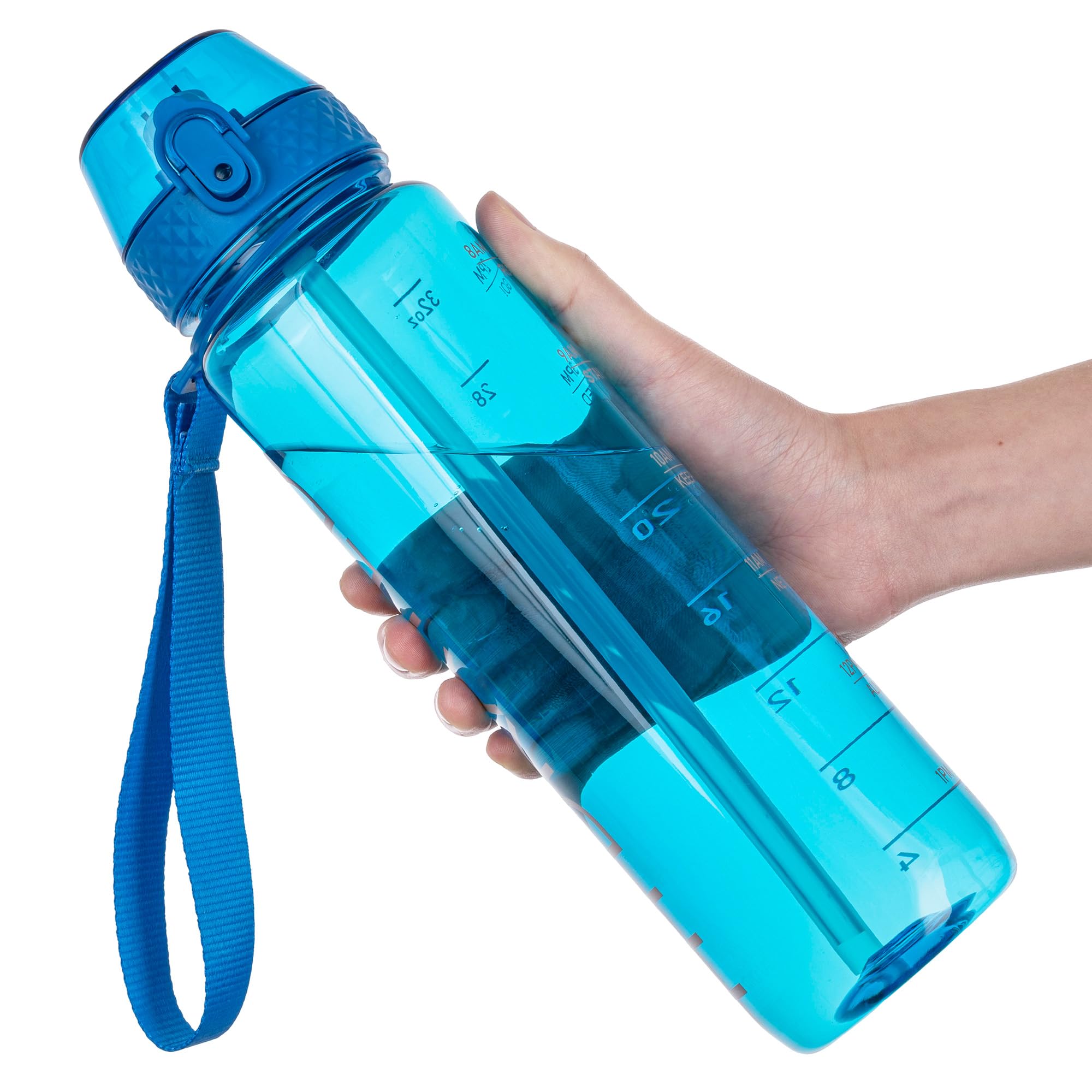 GOPPUS Water Bottle Clear Water Bottle with Straw 32oz Plastic Water Bottles BPA Free Tritan Wide Mouth Bottle Leakproof Motivational bottles water for Gym,Hiking,School or Office(1 Bottles)