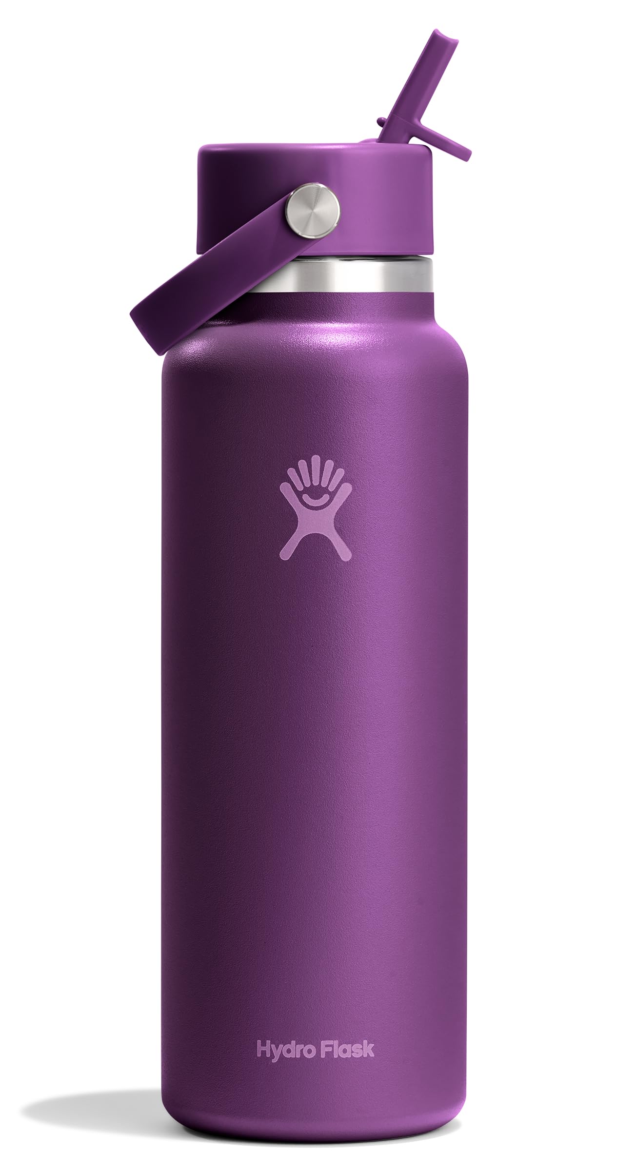 Hydro Flask Water Bottle - Insulated Stainless Steel - Wide Mouth Flex Straw Lid, Non Spill, Leakproof and Refillable in 64 Oz Tonal Agave